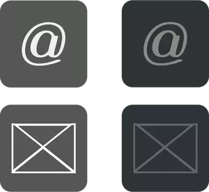 Illustration vectorielle d'ensemble de boutons de courriel en niveaux de gris